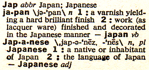 “Jap” in 1974 dictionary