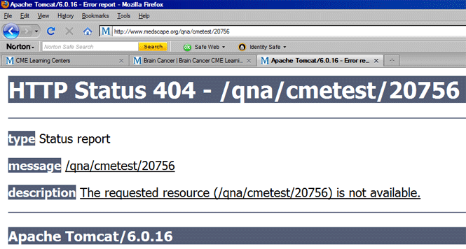 Medscape CME test is not available error message