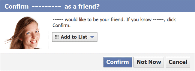 Facebook confirm friend request