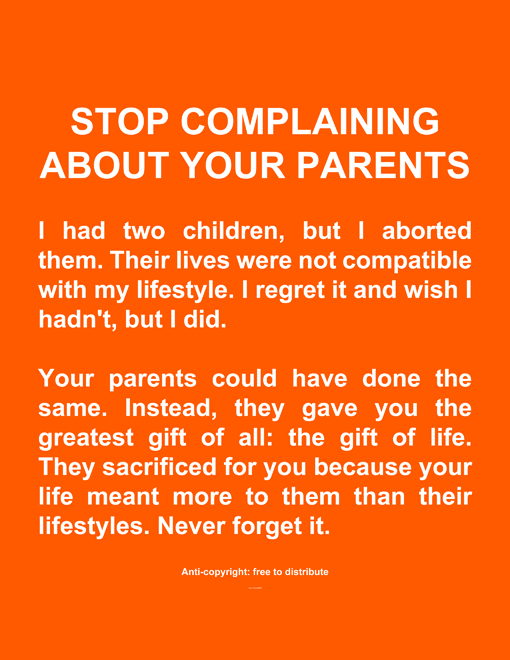 Stop complaining about your parents